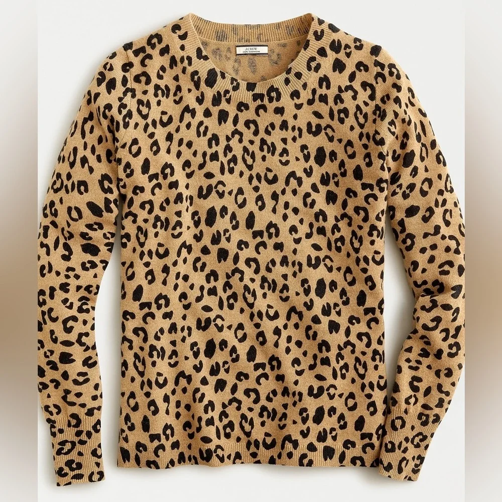 J. Crew Cashmere Leopard Print Crewneck Sweater. Woman’s Size Small.